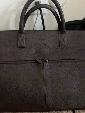 Mark & Graham Dark Brown Pebbled Leather Briefcase